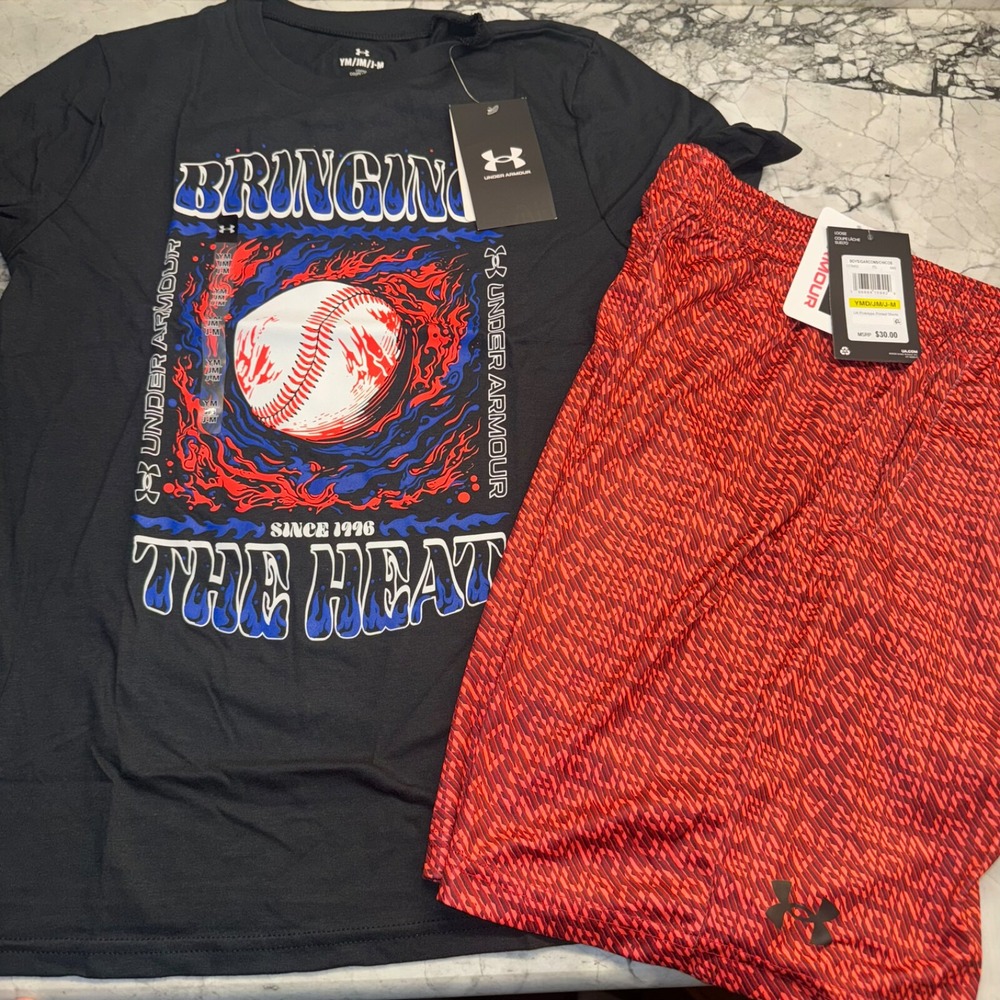 Under Armour Youth Medium (10/12) Boys Outfit Set Summer Bring Heat Baseball